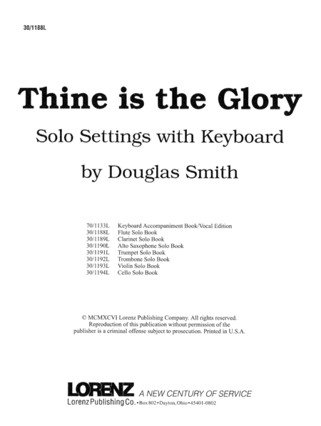 Thine Is the Glory - Flute