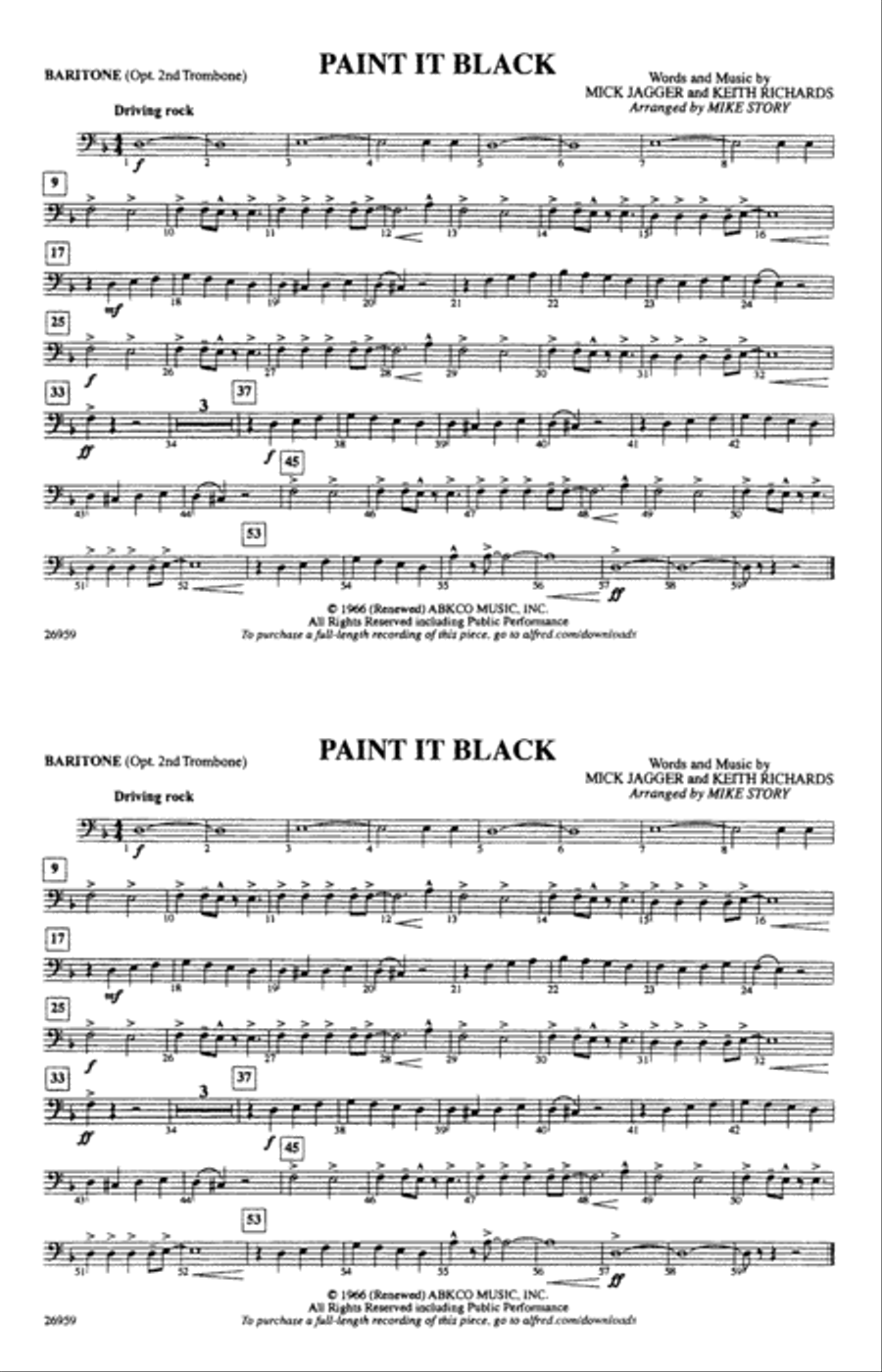 Paint It Black: Baritone B.C. Marching Band scores gallery preview page 1