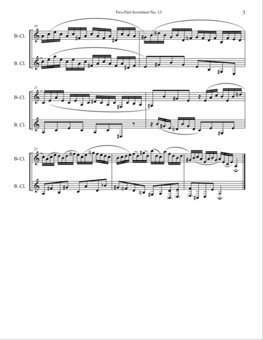 Two-Part Invention No. 13 Clarinet Duet scores gallery preview page 4