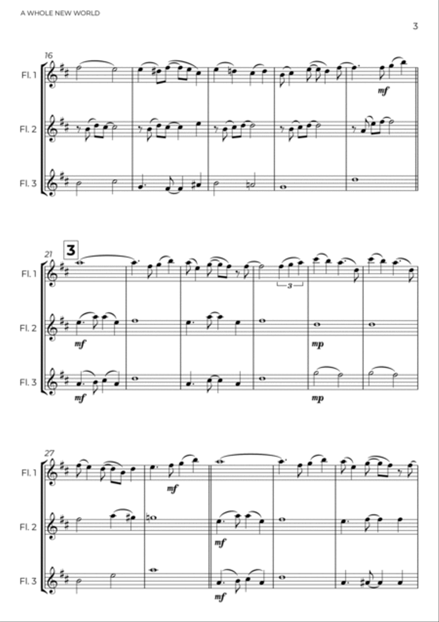 A Whole New World Woodwind Trio scores gallery preview page 3