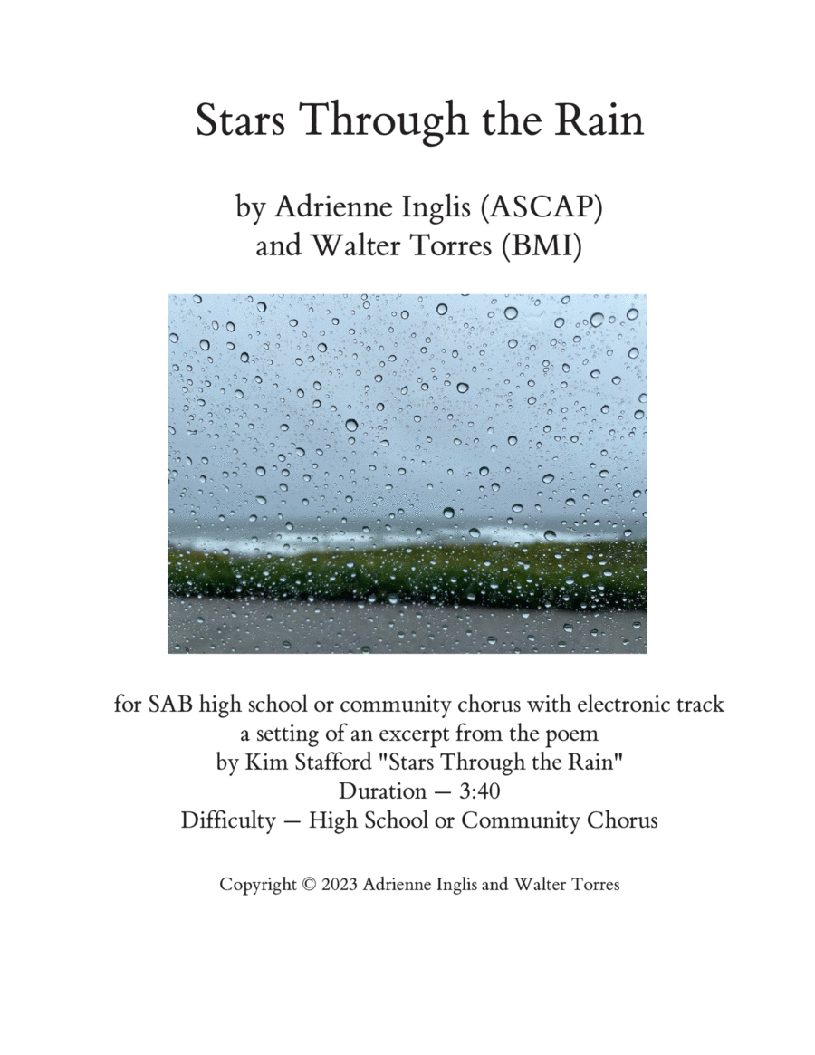 Stars Through the Rain for SAB and electronic track 3-Part scores gallery preview page 1