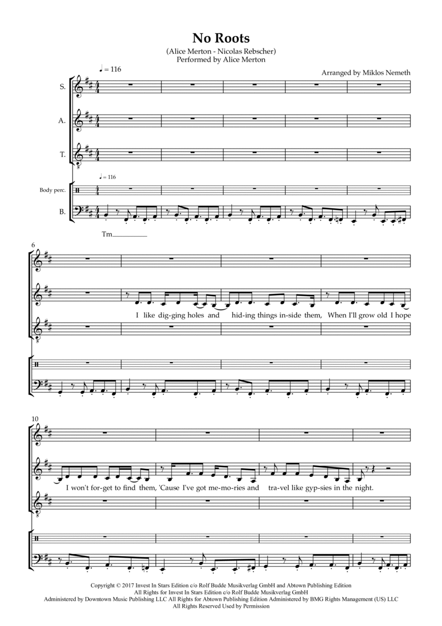 No Roots No Roots 4-Part scores gallery preview page 1