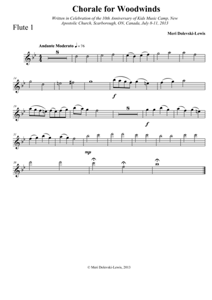 Chorale for Woodwinds: for mixed woodwind ensemble image number null