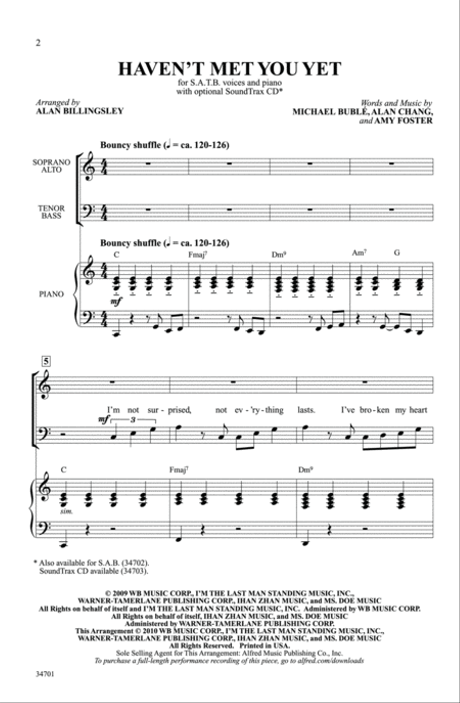 Haven't Met You Yet 4-Part scores gallery preview page 2