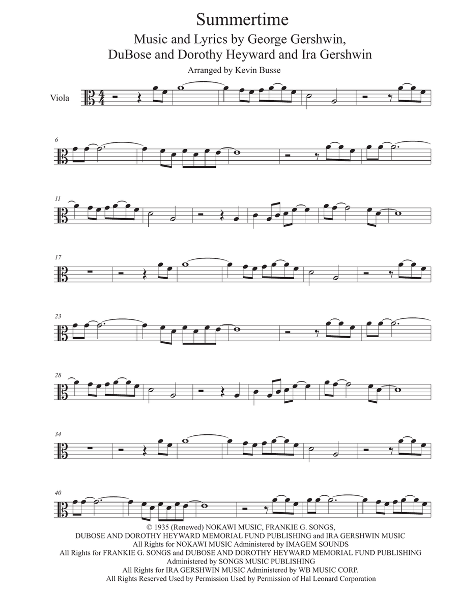 Summertime Viola Solo scores gallery preview page 1