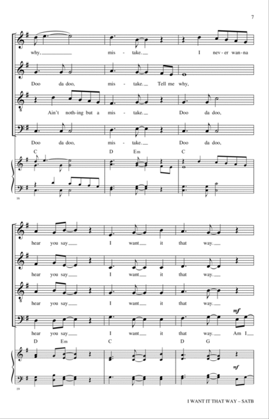 I Want It That Way (arr. Nathan Howe) 4-Part scores gallery preview page 5