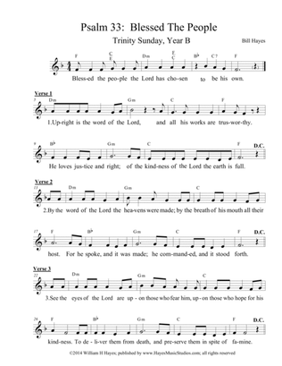 Psalm 33: Blessed The People (Trinity Sunday, Year B; leadsheet)