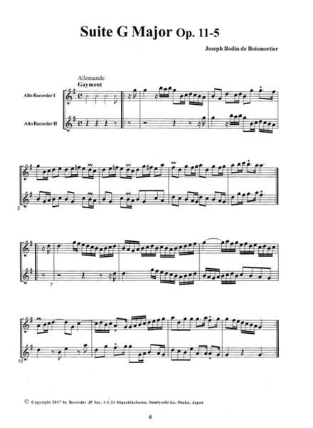 Suite for two Alto Recorders in G Major Op. 11, No. 5 image number null