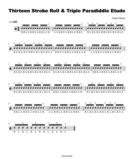 Thirteen Stroke Roll & Triple Paradiddle etude image number null