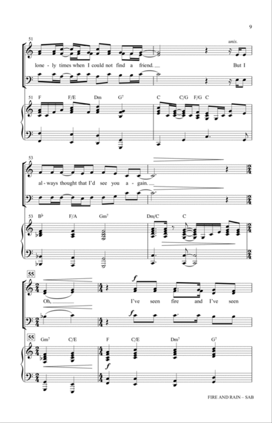 Fire And Rain (arr. Greg Gilpin) 3-Part scores gallery preview page 9