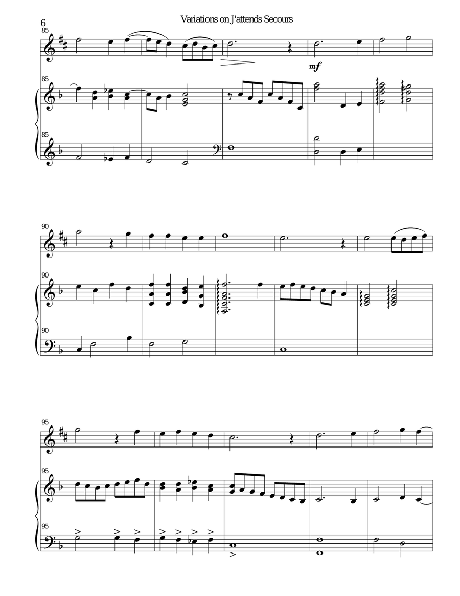 Variations on J'attends secours for alto saxophone and harp Alto Saxophone scores gallery preview page 6
