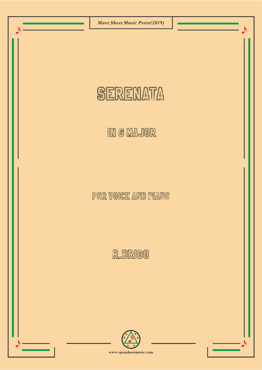 Drigo-Serenata,from 'Arlekinada', in G Major,for Voice and Piano Piano, Vocal - Digital Sheet Music