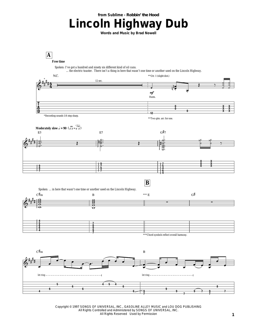 Lincoln Highway Dub Acoustic Guitar scores gallery preview page 1