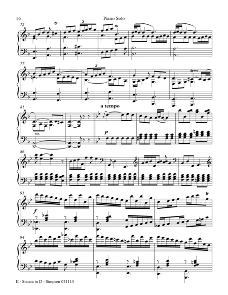 Sonata in D for Piano Solo - 2nd Mvt. image number null