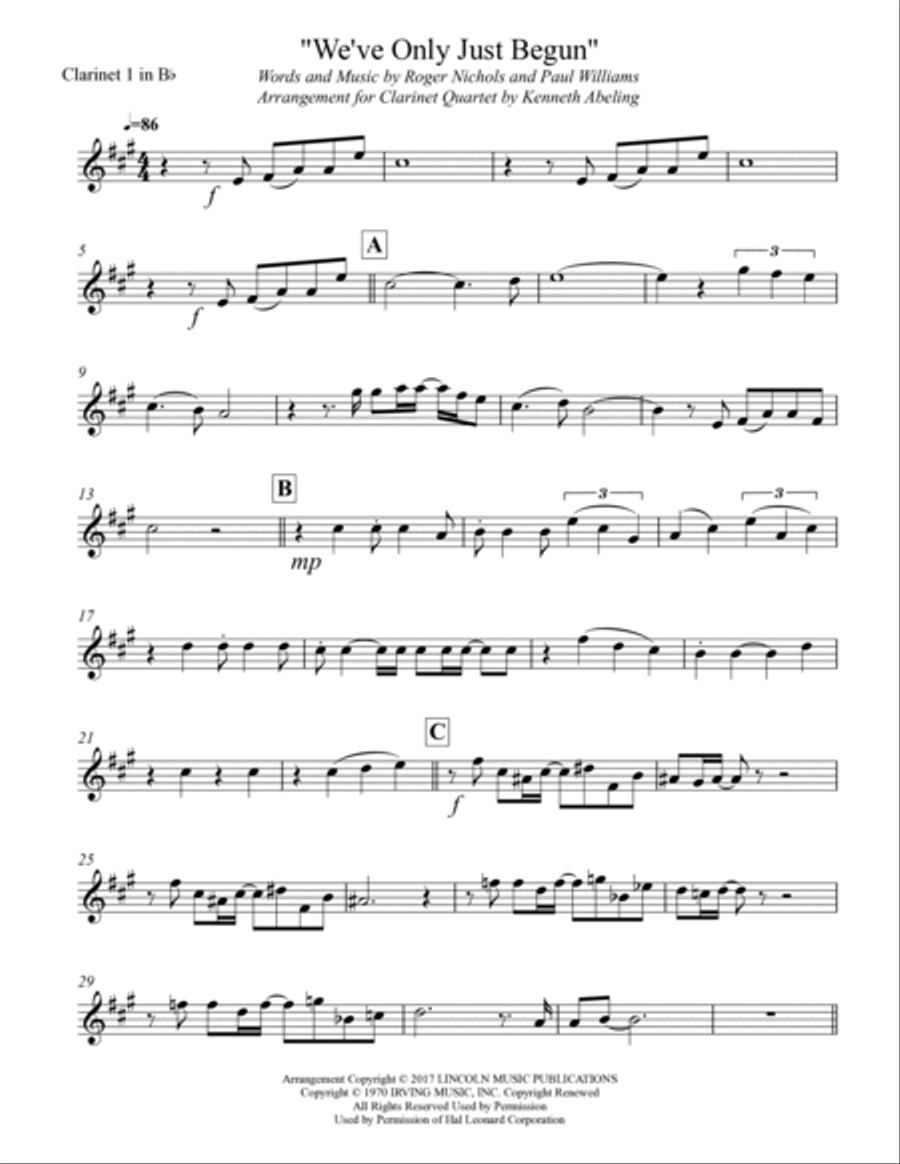 We've Only Just Begun Woodwind Quartet scores gallery preview page 6