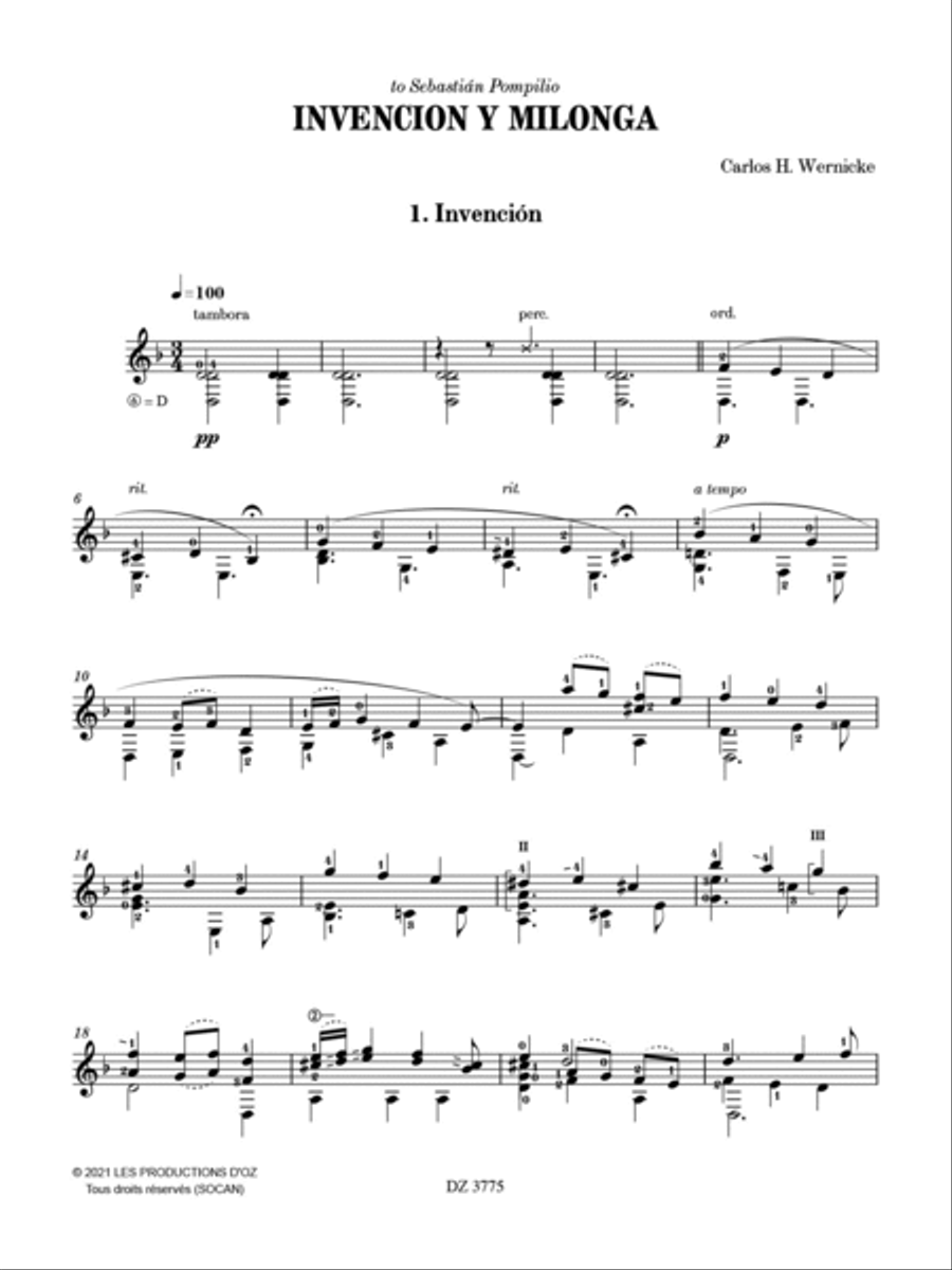 Invencion y Milonga Invencion y Milonga Classical Guitar scores gallery preview page 2