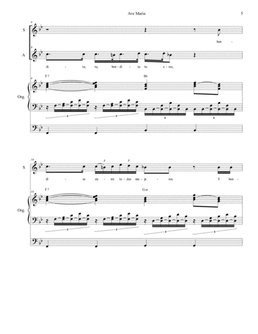 Ave Maria (Spanish Lyrics - Duet for Soprano & Alto Solo - High Key - Organ) image number null