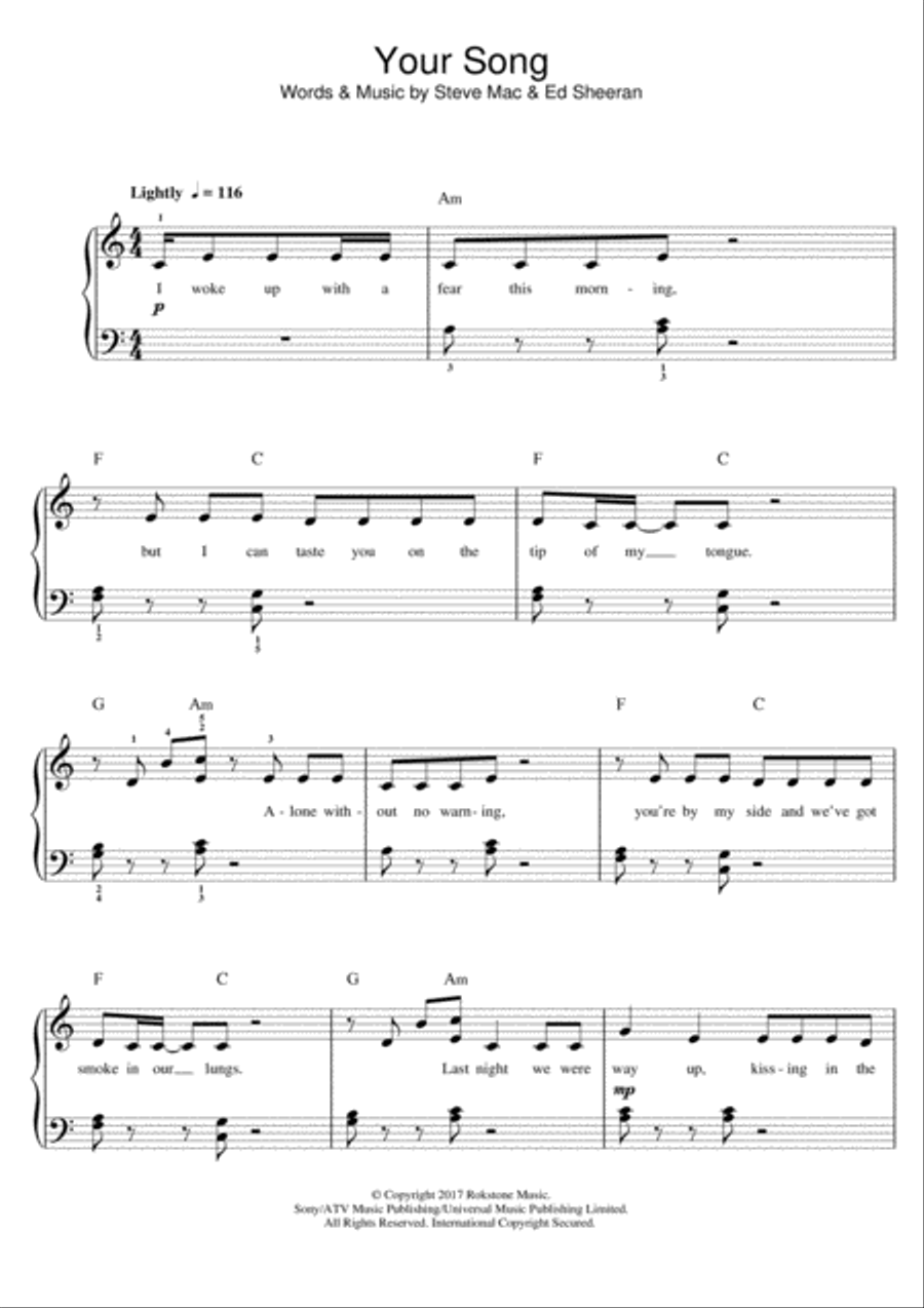 Your Song Your Song Piano scores gallery preview page 1