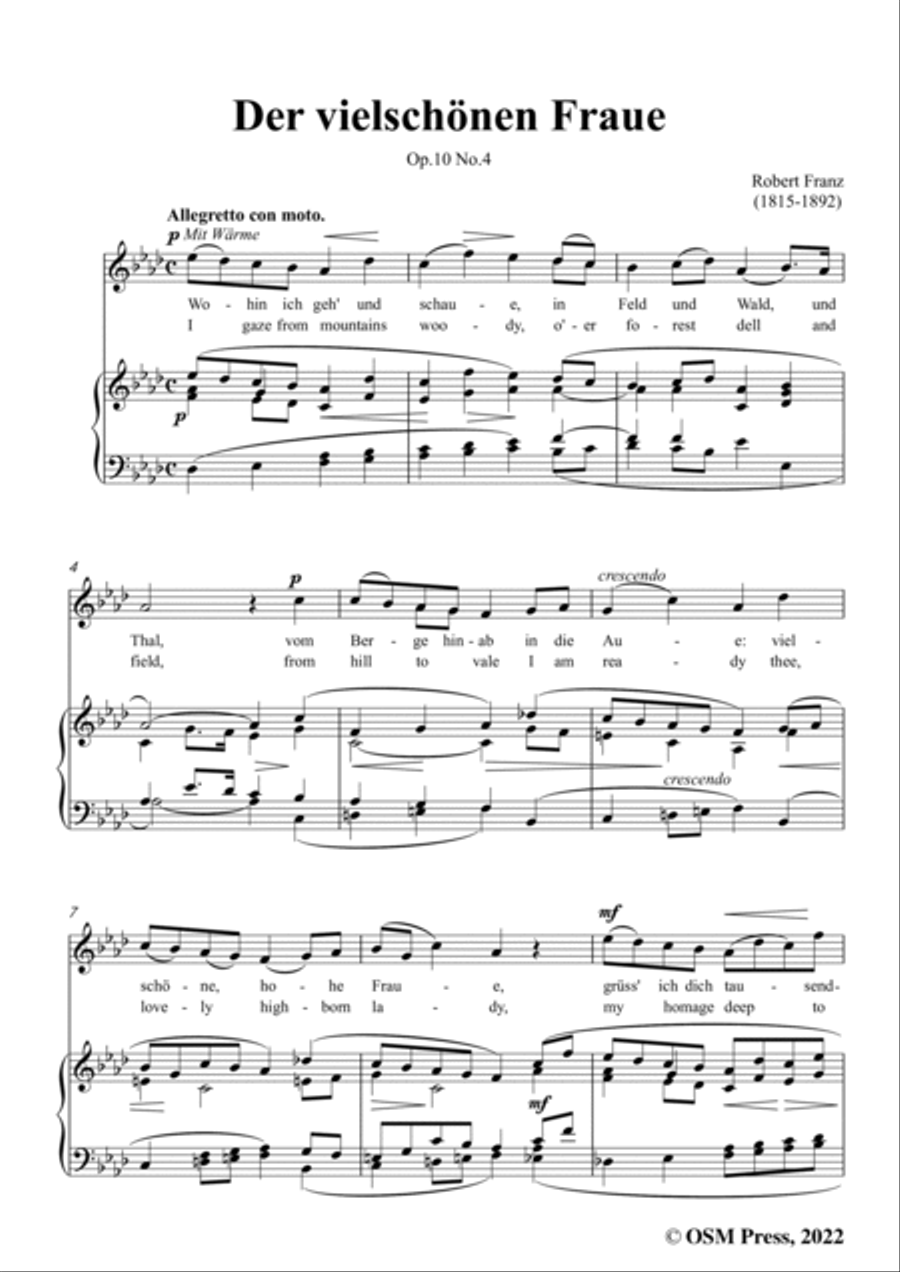 Franz-Der vielschonen Fraue,in A flat Major,Op.10 No.4,from 6 Gesange Voice scores gallery preview page 3