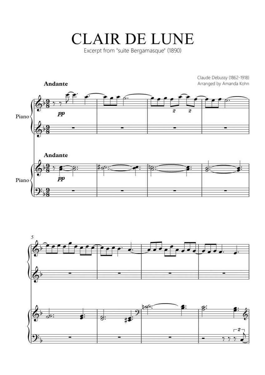 Clair de Lune - 4 hands (F maj) image number null