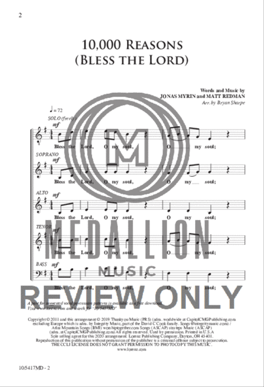 10,000 Reasons 4-Part scores gallery preview page 2