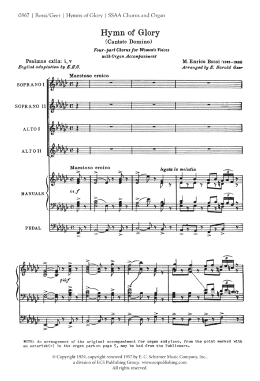 Hymn of Glory (Cantate Domino) SSAA scores gallery preview page 2