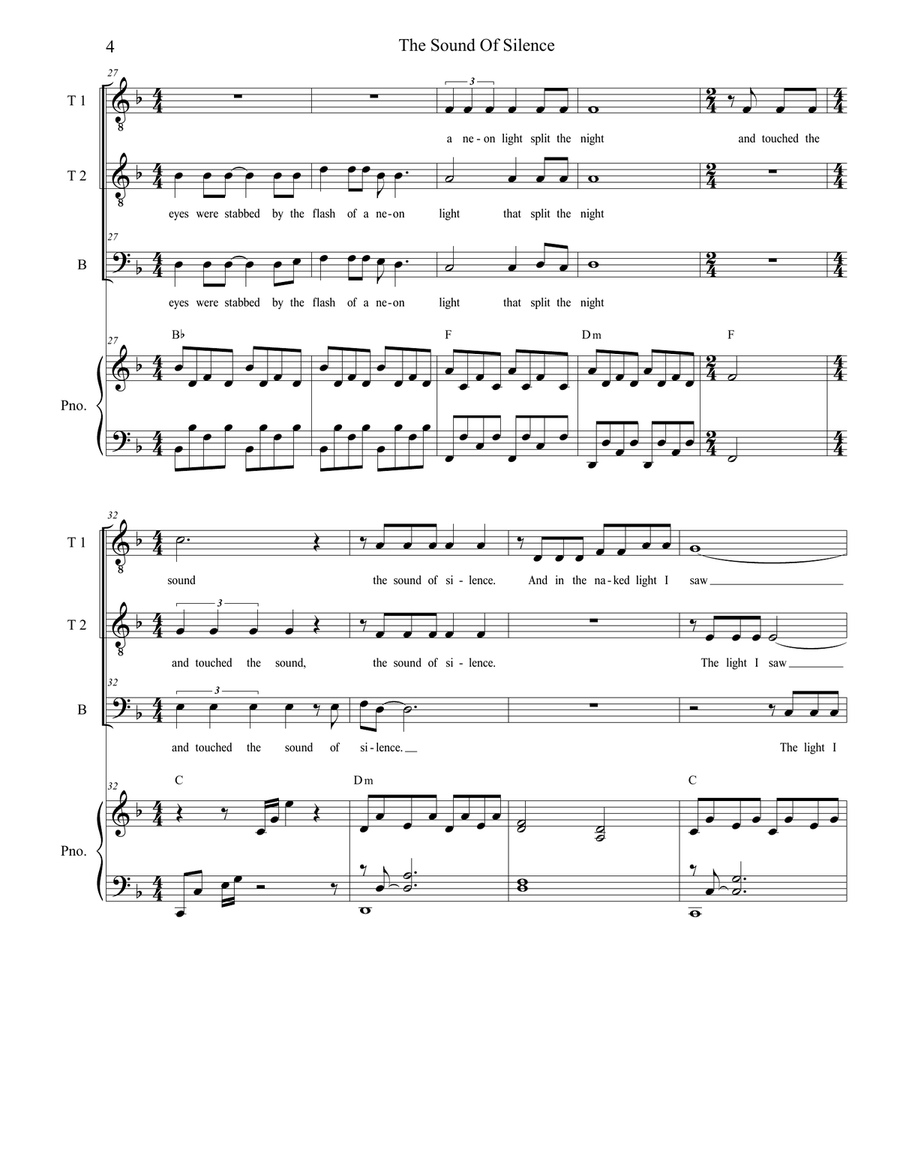 The Sound Of Silence Piano, Vocal scores gallery preview page 4