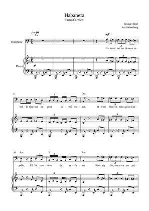 Habanera from Carmen for Trombone with piano and chords.