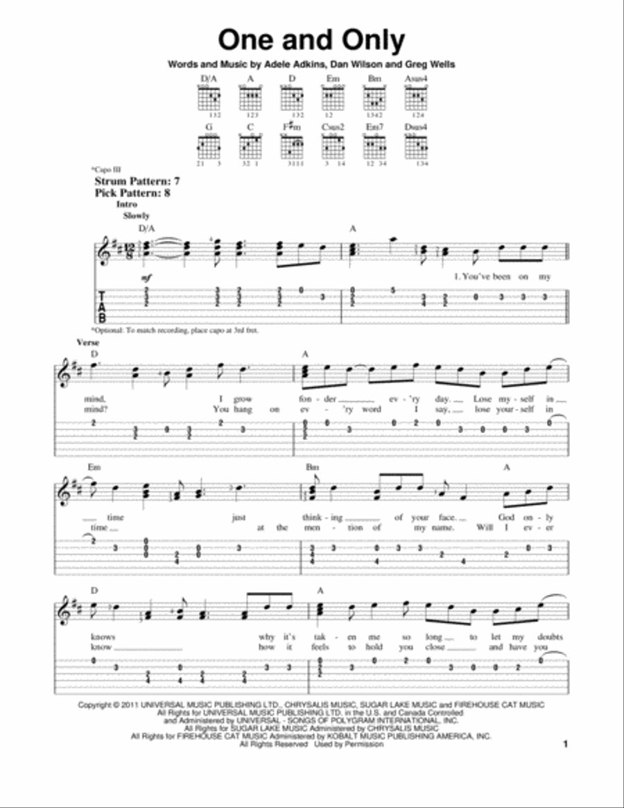 One And Only Acoustic Guitar scores gallery preview page 1