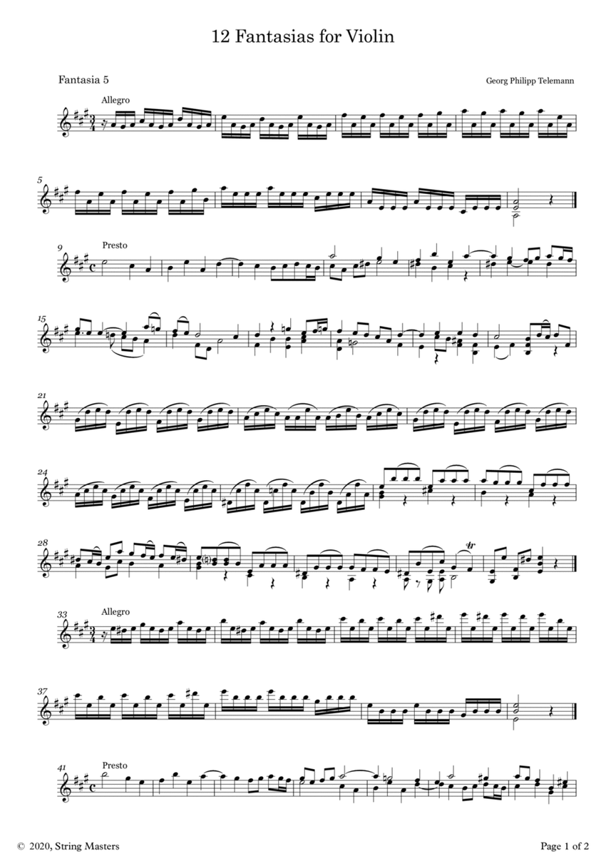 Telemann 12 Fantasias for Solo Violin, No 05