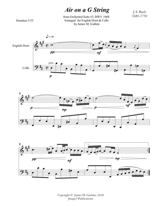Bach: Air on a G String for English Horn & Cello