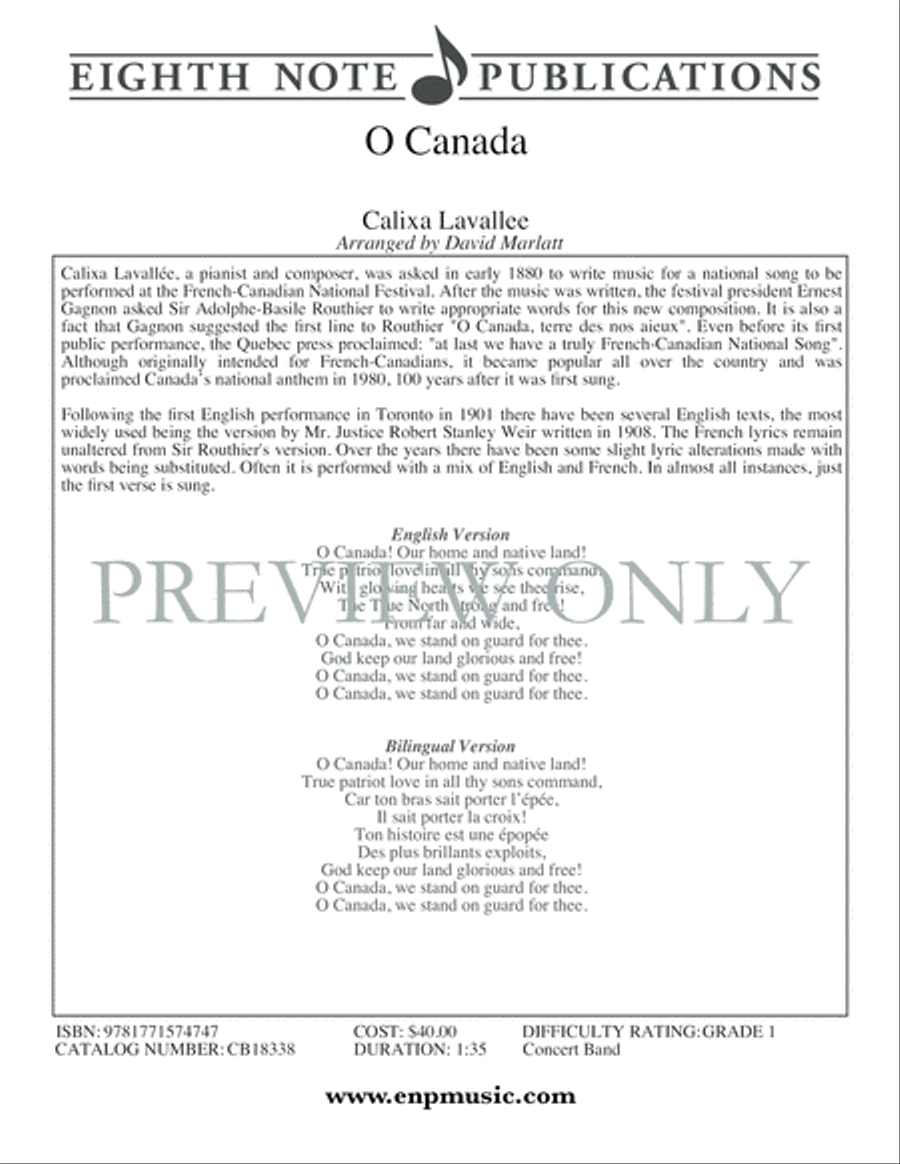 O Canada O Canada Concert Band scores gallery preview page 3