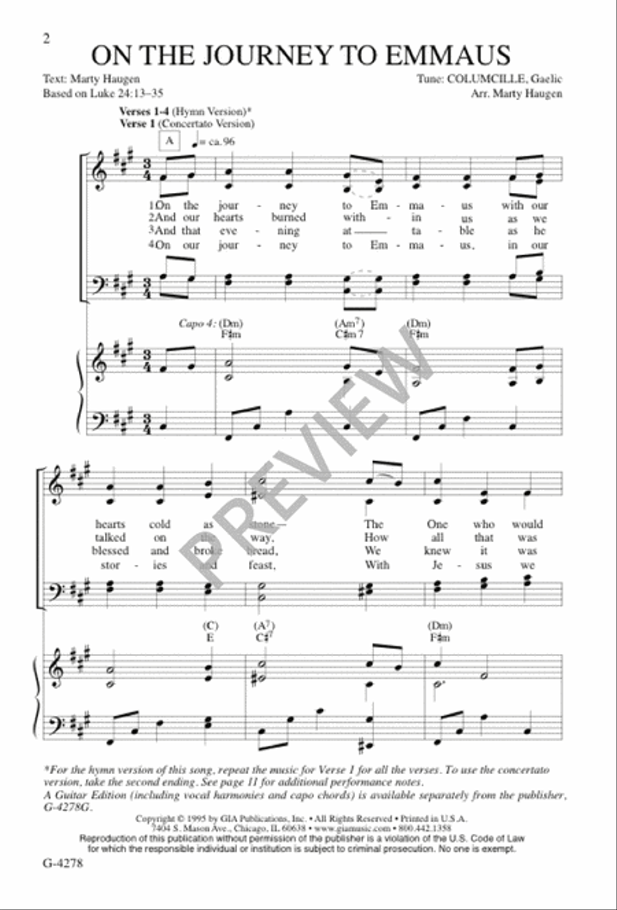 On the Journey to Emmaus 4-Part scores gallery preview page 1