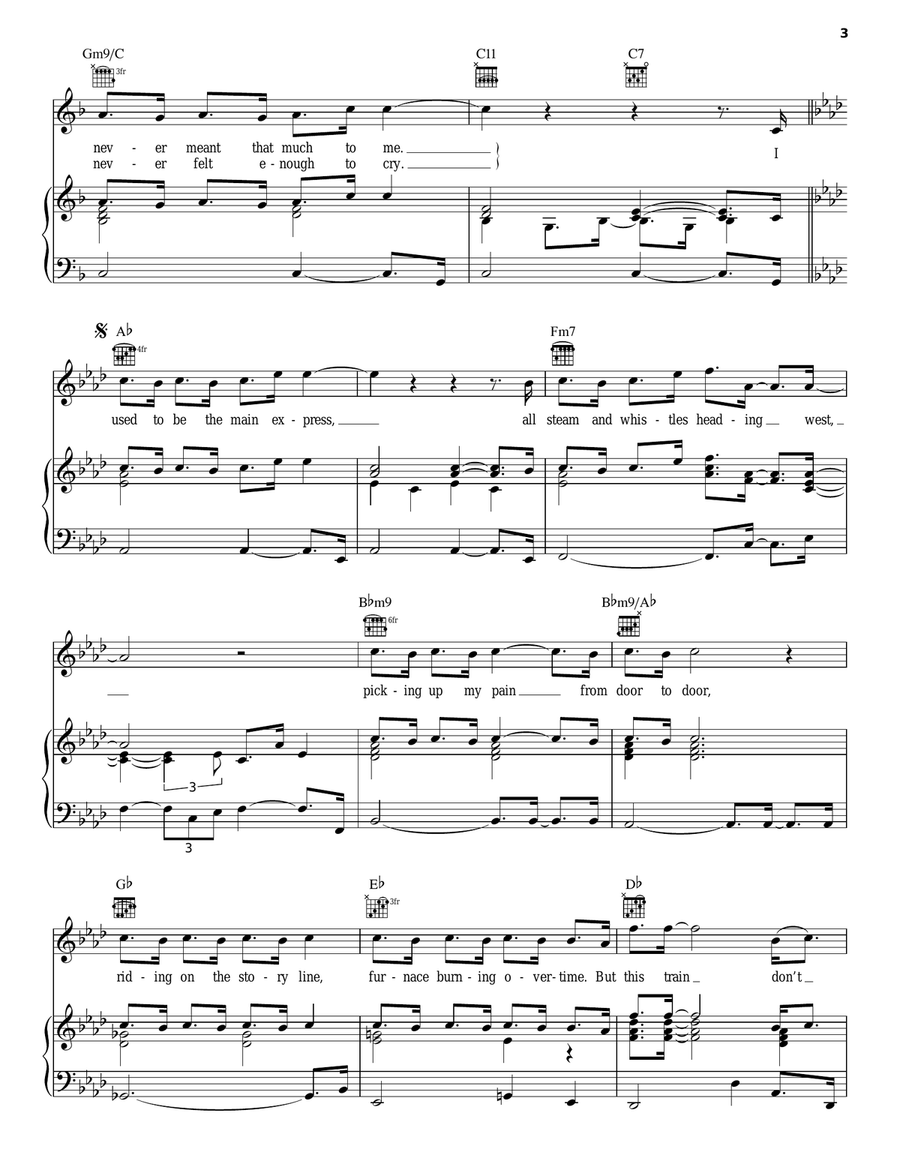 This Train Don't Stop There Anymore Piano, Vocal, Guitar scores gallery preview page 3