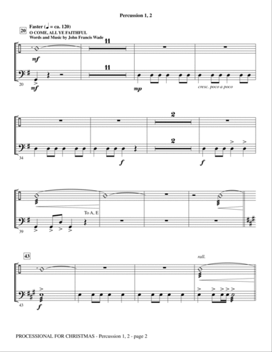Processional For Christmas - Percussion 1 & 2 Choir scores gallery preview page 2