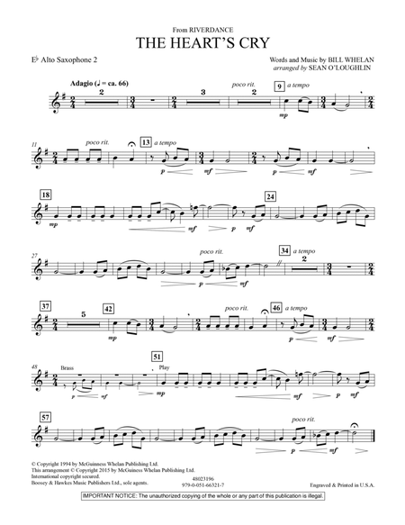 The Heart's Cry (from Riverdance) - Eb Alto Saxophone 2