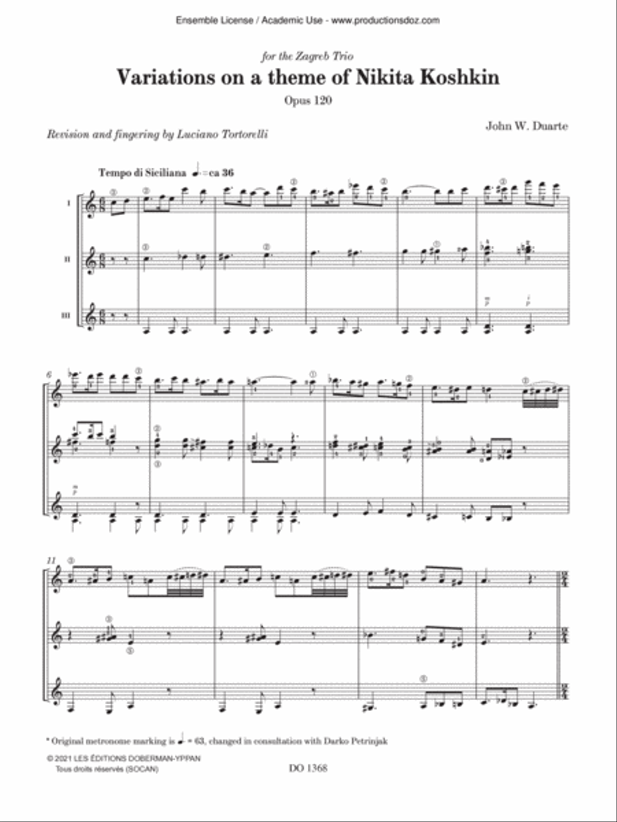 Variations on a theme of Nikita Koshkin, Op. 120 Guitar Ensemble scores gallery preview page 3