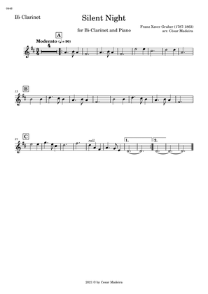 Silent Night - Bb Clarinet and Piano (Individual Parts)