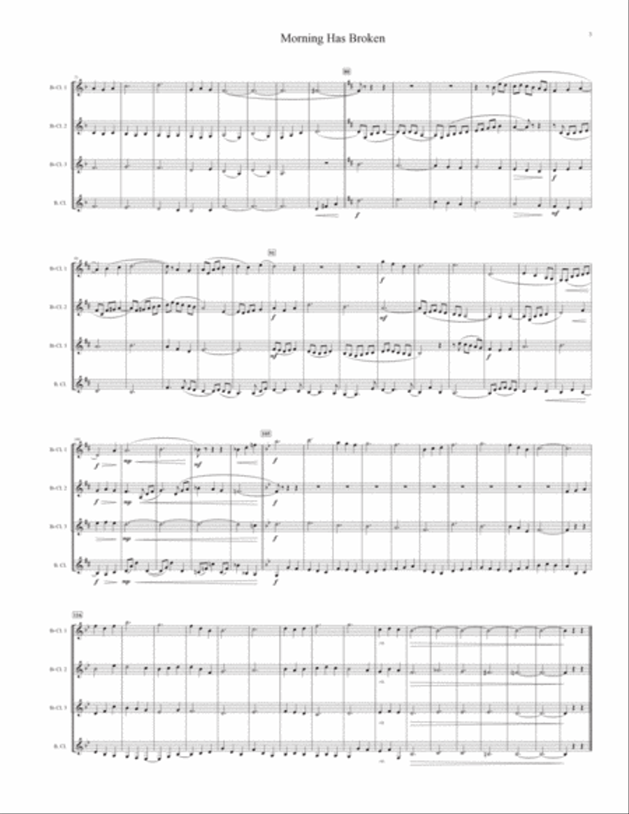 Morning Has Broken (for clarinet quartet) Clarinet Quartet scores gallery preview page 3