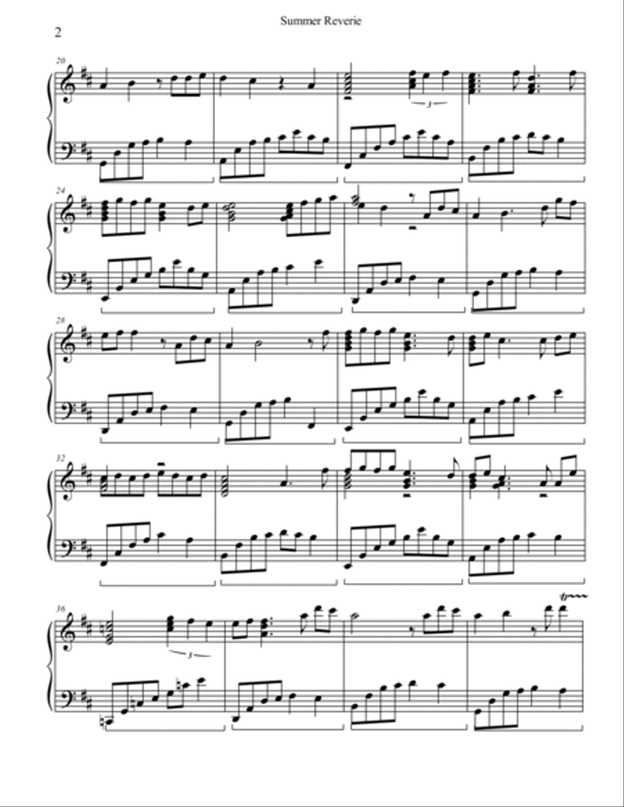 Summer Reverie Piano Solo scores gallery preview page 2