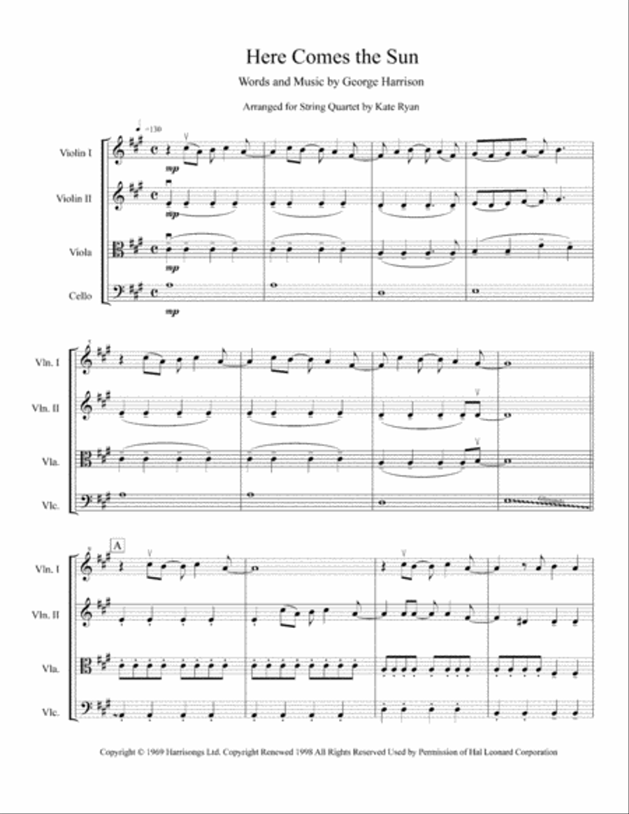 Here Comes The Sun Here Comes The Sun String Quartet scores gallery preview page 2