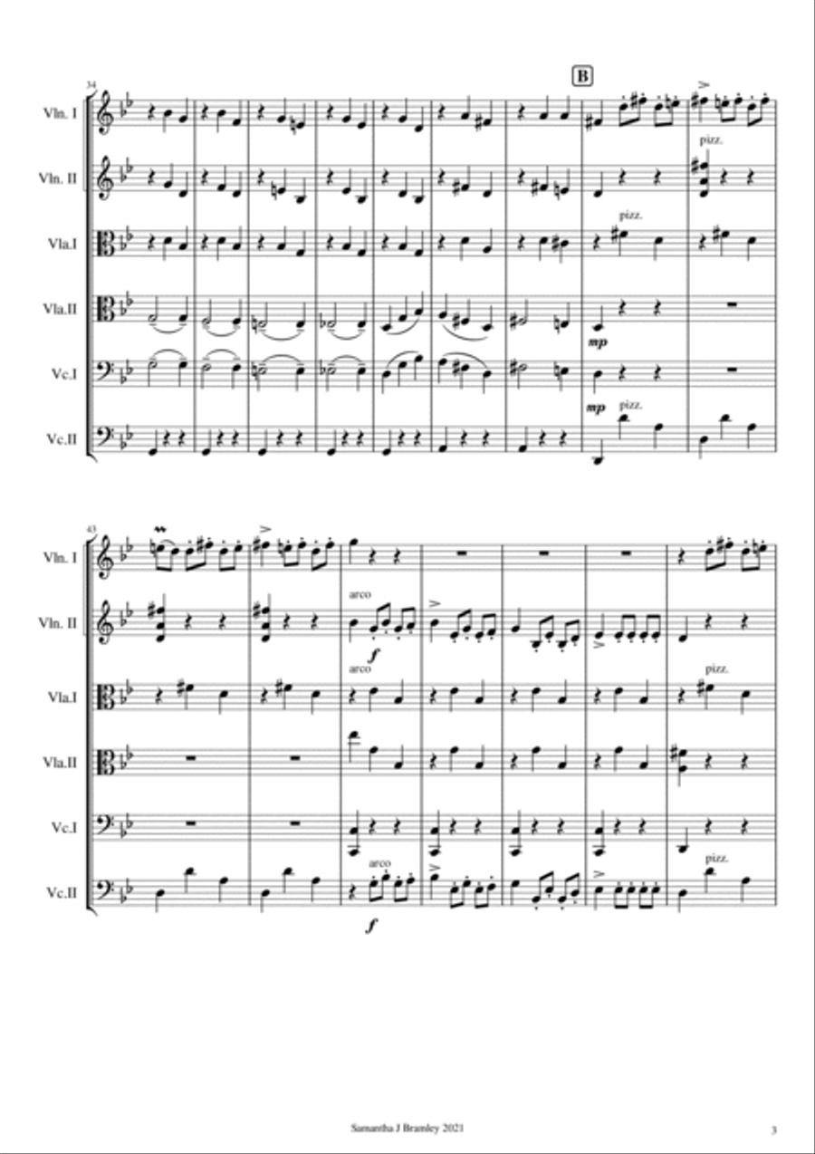 Danse Macabre by Saint-Saens (for string sextet) String Orchestra scores gallery preview page 3