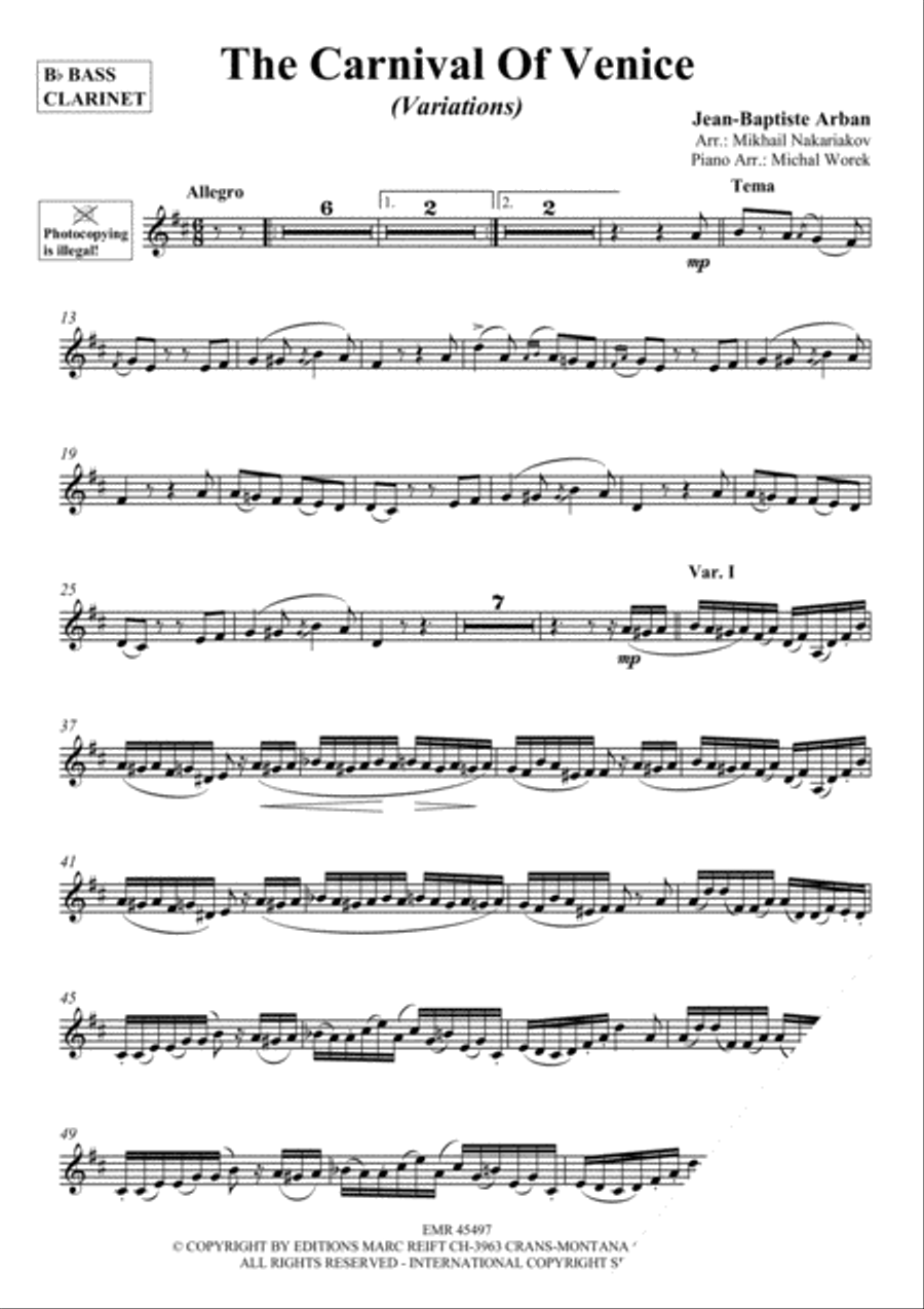 The Carnival Of Venice The Carnival Of Venice Bass Clarinet scores gallery preview page 3