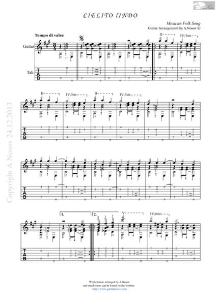 Cielito lindo (Sheet music for guitar) image number null