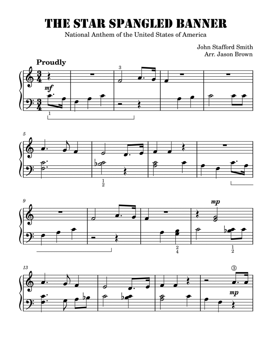 The Star Spangled Banner - Easy Piano (Level 2A or 2B) image number null