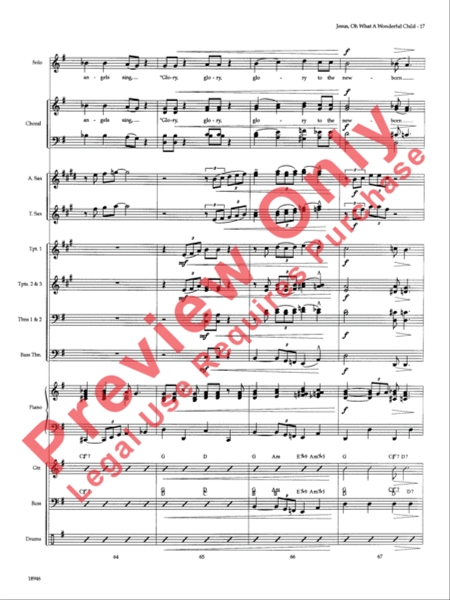 Jesus, Oh What a Wonderful Child Choir scores gallery preview page 18