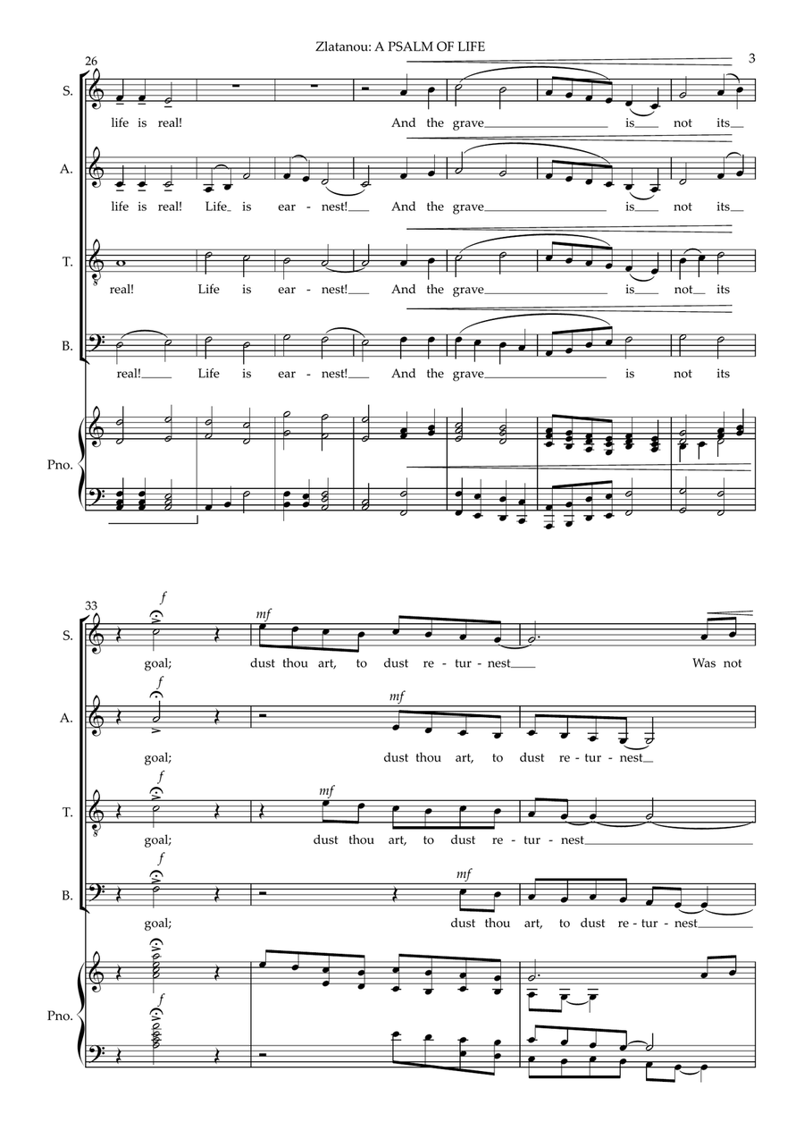 A PSALM OF LIFE, for SATB choir and piano 4-Part scores gallery preview page 3