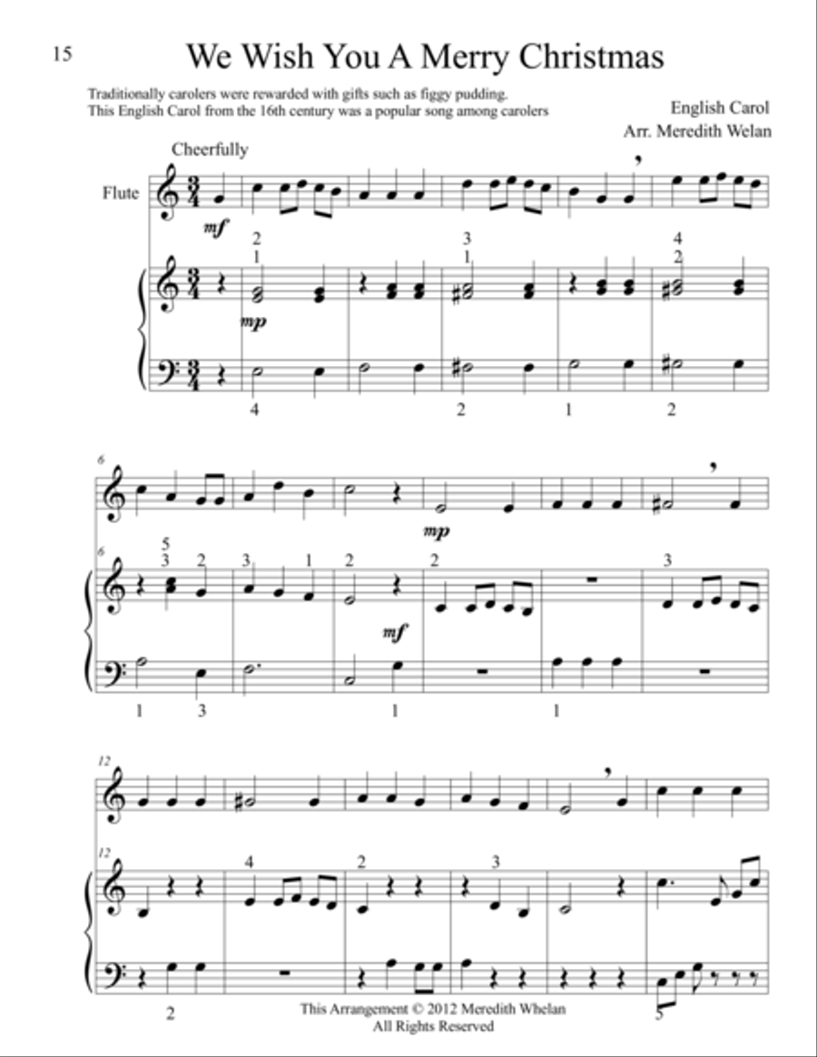 Christmas Duets for Flute & Piano: We Wish You a Merry Christmas Woodwind Duet scores gallery preview page 1