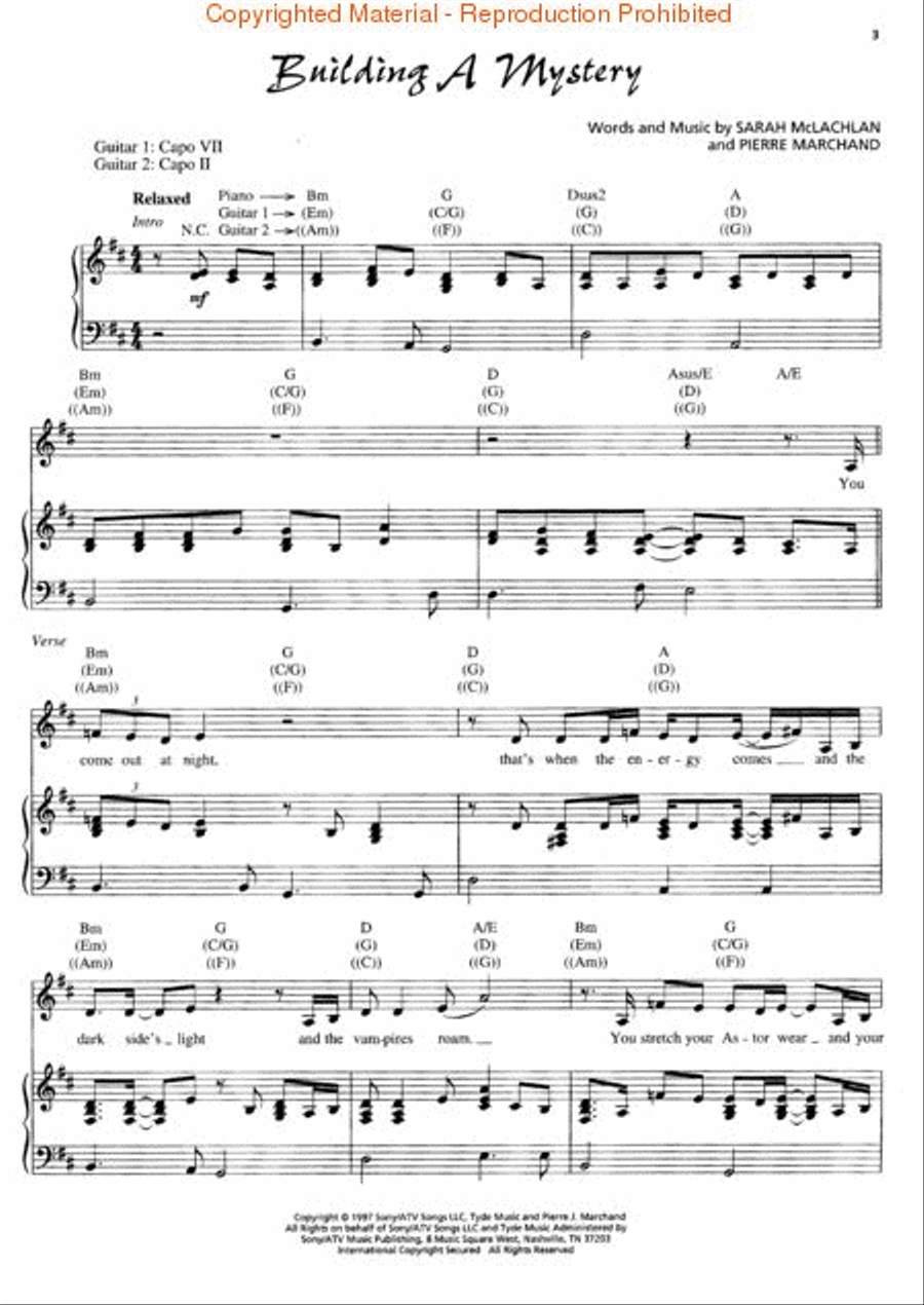 Sarah McLachlan – Surfacing Piano, Vocal, Guitar scores gallery preview page 3