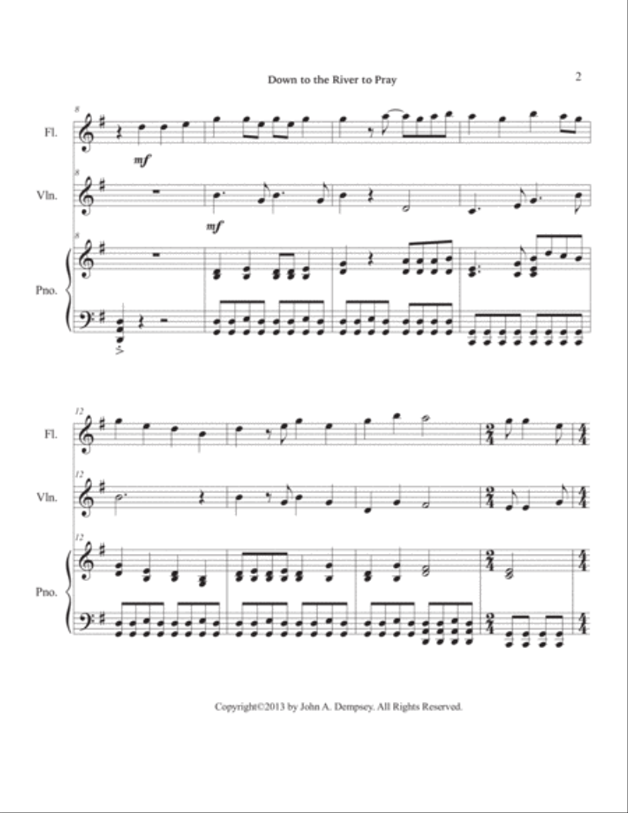 Down to the River to Pray (Trio for Flute, Violin and Piano) Small Ensemble scores gallery preview page 6